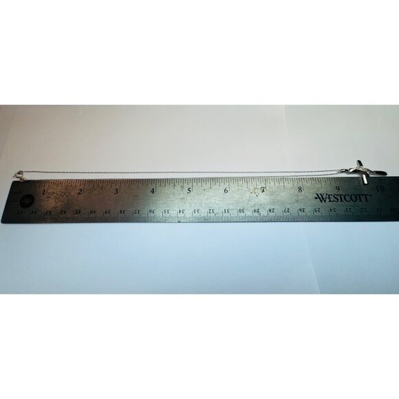 Estate Sterling Silver 925 Cross Necklace w/ Diamond Accents 18” Chain 2.0g - Picture 9 of 12